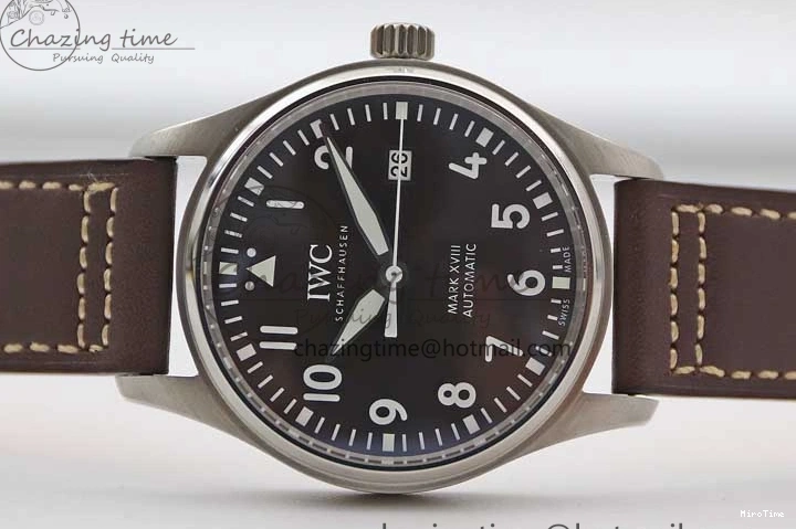 MIROTIME 0413 HighQuality Mark XVIII IW327010 SS M+F 1:1 Best Edition Brown Dial on Brown Leather Strap A 7049